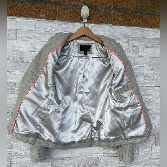 J. Crew School Boy Womens Notch Lapel Wool Herringbone Gray Blazer size 0 - Picture 16 of 16